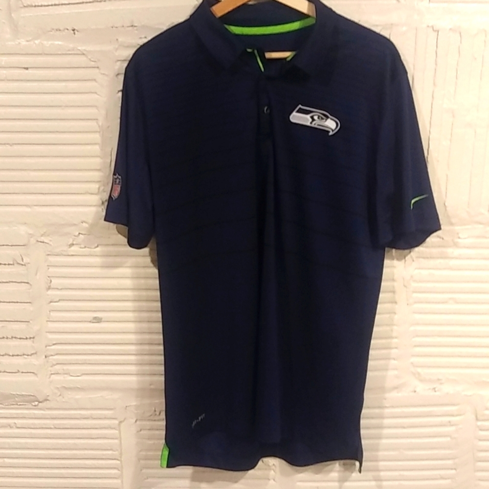 Nike SeaHawks Nfl dri fit on field apparel large Polo.